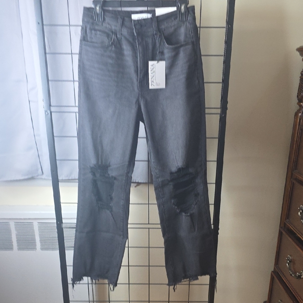 Anna Charcoal Distressed Cropped Jeans